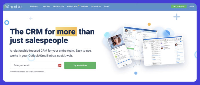 Nimble CRM website.