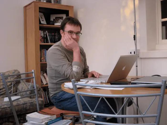 Phillip working from home in Wilmslow