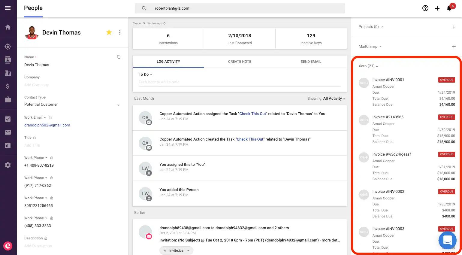 Copper Xero integration