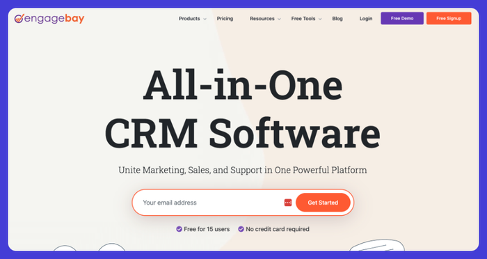 EngageBay CRM webiste.