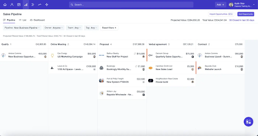 a screenshot of a sales pipeline on a computer screen .