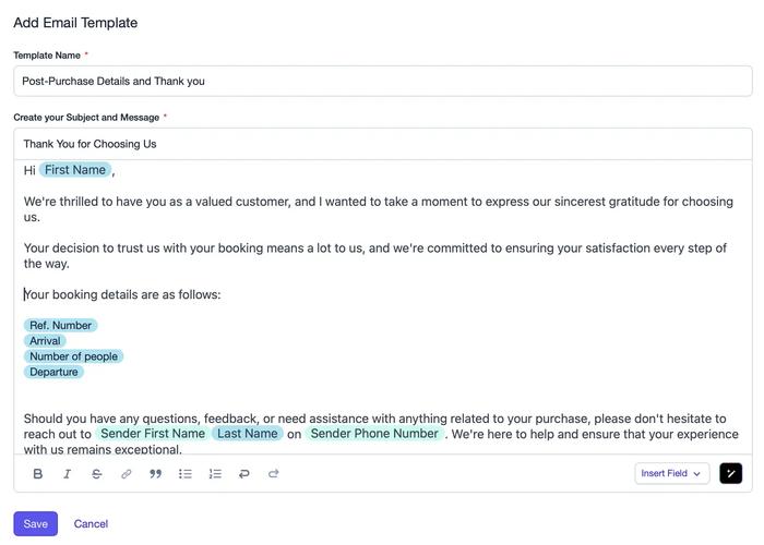 a screenshot of a thank you email template .