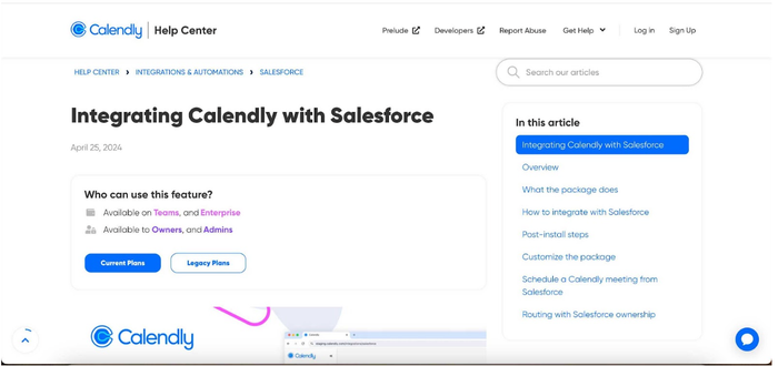 calendly integration screenshot