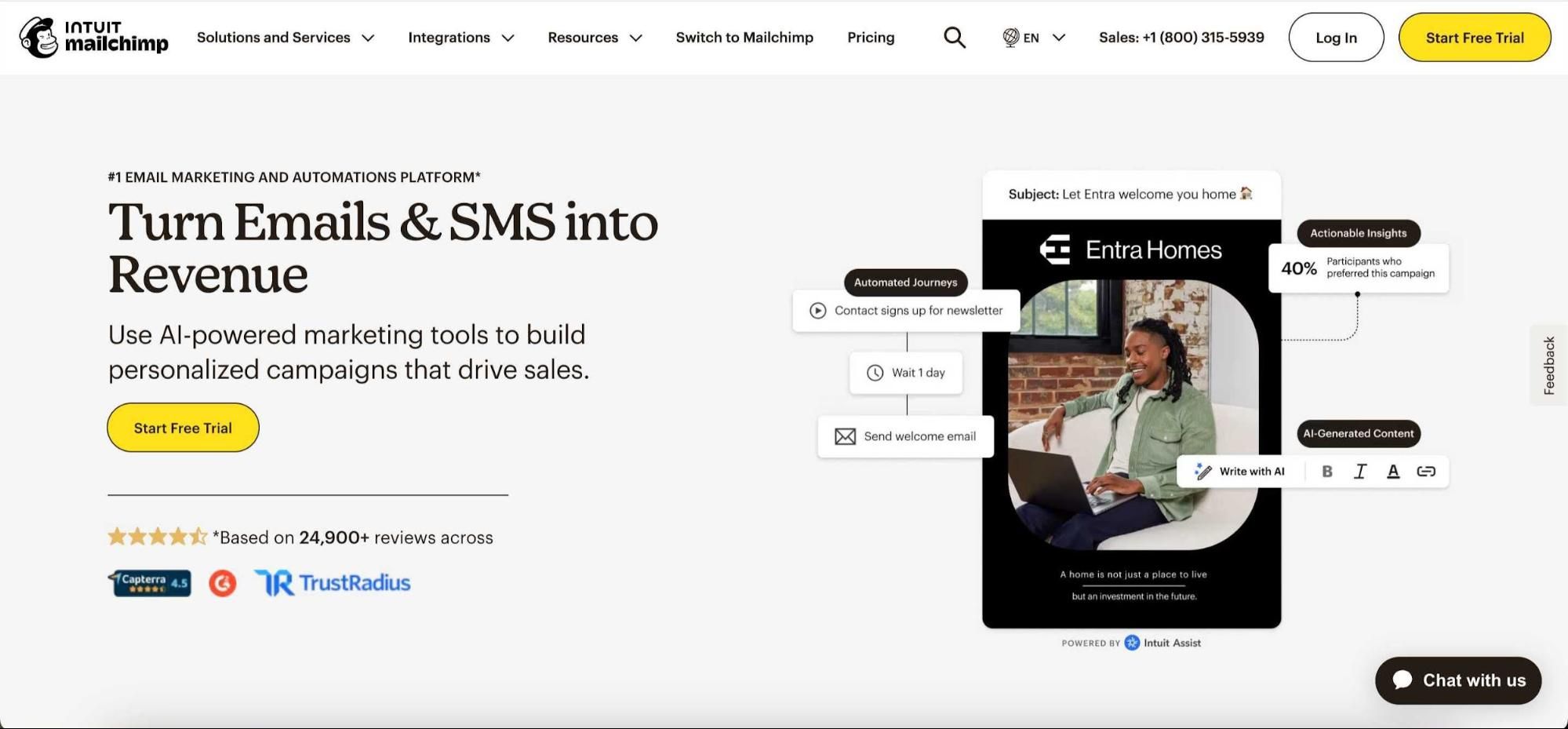 Mailchimp homepage