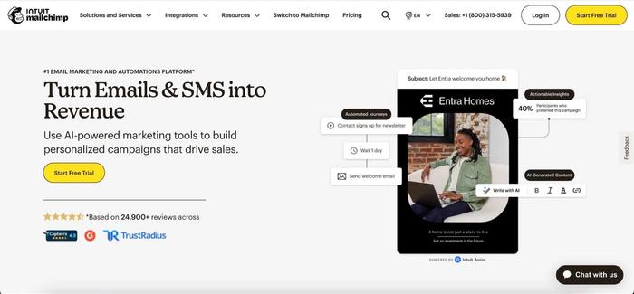 Mailchimp homepage