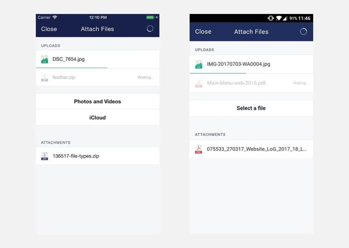 Uploading files to the Capsule CRM app.