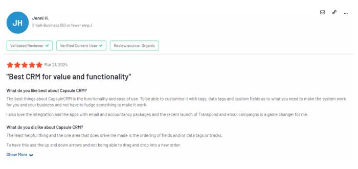 Capsule user reviews