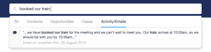 A search bar in Capsule CRM.