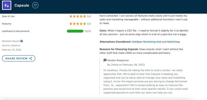 Capsule CRM's review.