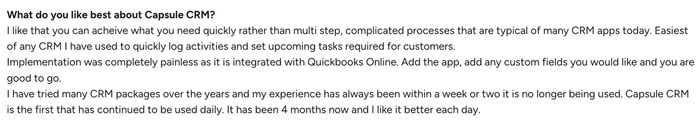 a white page with a question about capsule crm