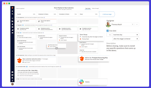 a computer screen shows a dashboard for a project called demo pipeline for new customers