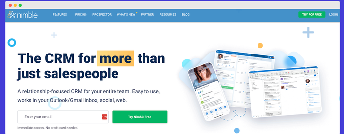 a screenshot of a website that says the crm for more than just salespeople