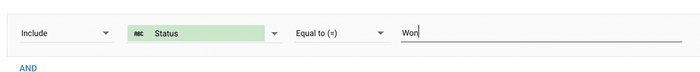 Set field to 'status equals won'