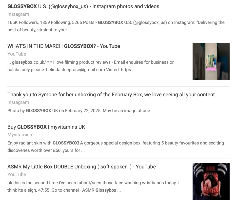 a screenshot of glossybox u.s. instagram photos and videos