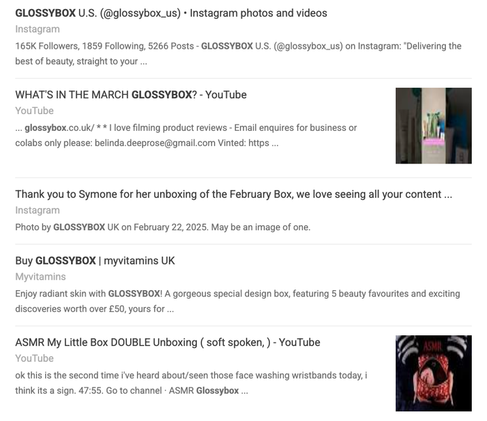 a screenshot of glossybox u.s. instagram photos and videos
