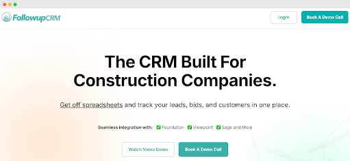 a screenshot of the followup crm website