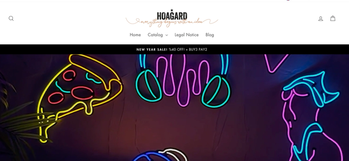 a neon sign that says hoagard on it