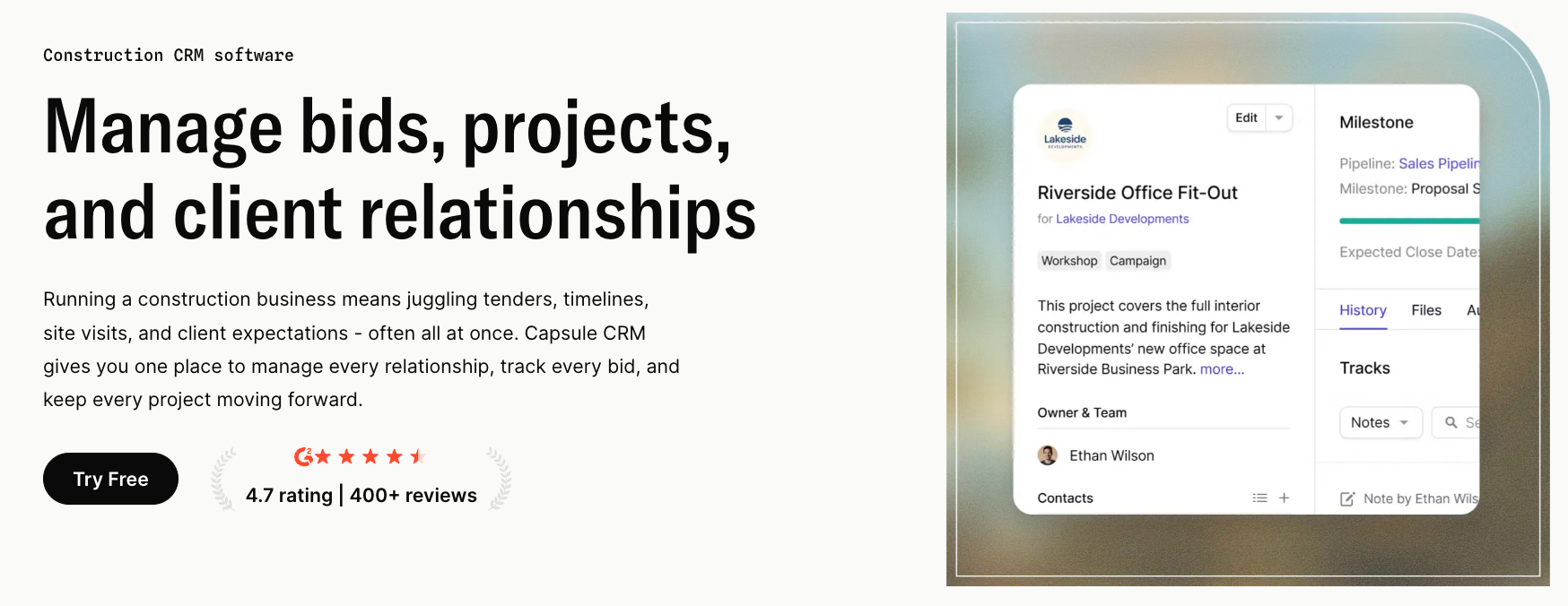 Capsule CRM homepage