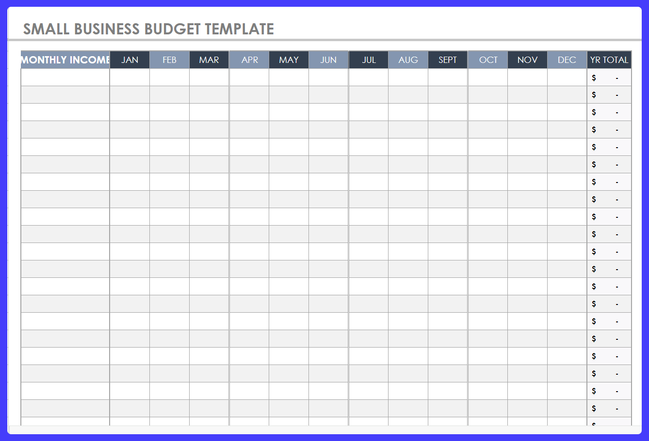 Small business budget template.