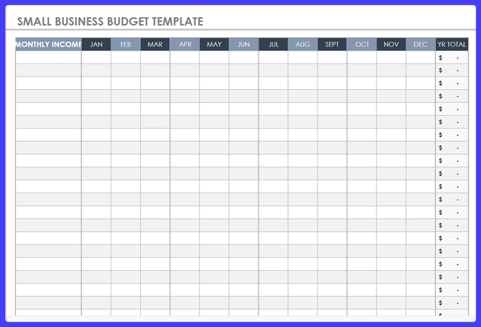 Small business budget template.