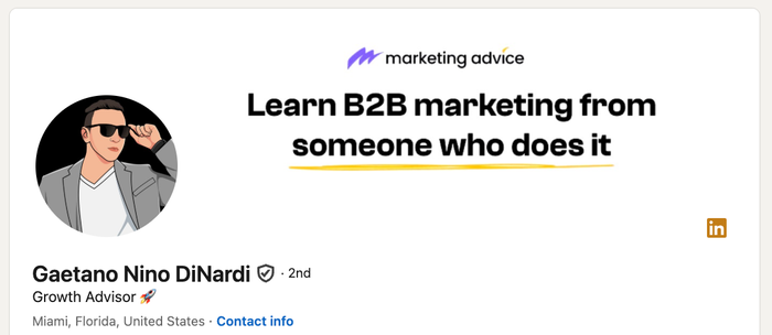 a poster for marketing advice that says learn b2b marketing from someone who does it