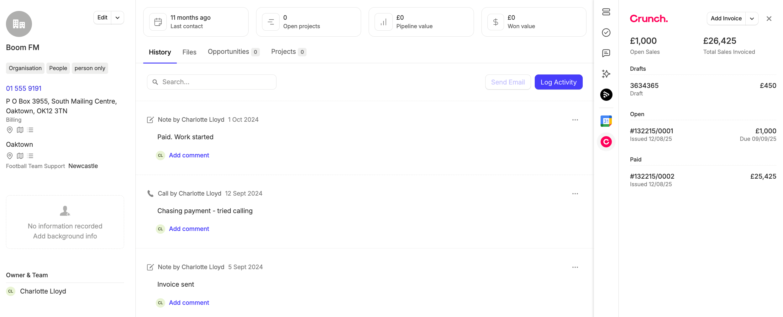 List of invoices highlighting overdue invoices