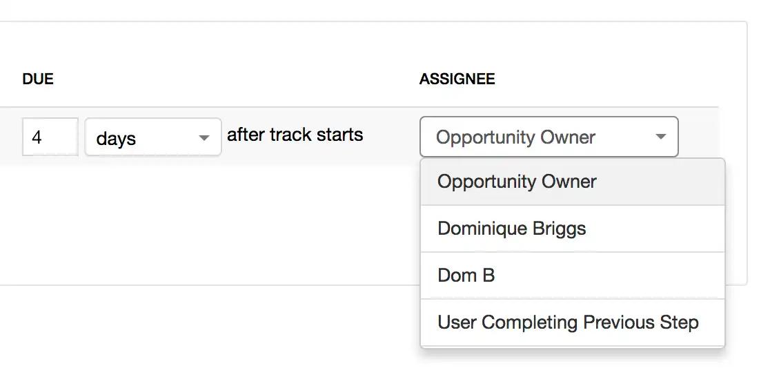 dropdown to select assignee