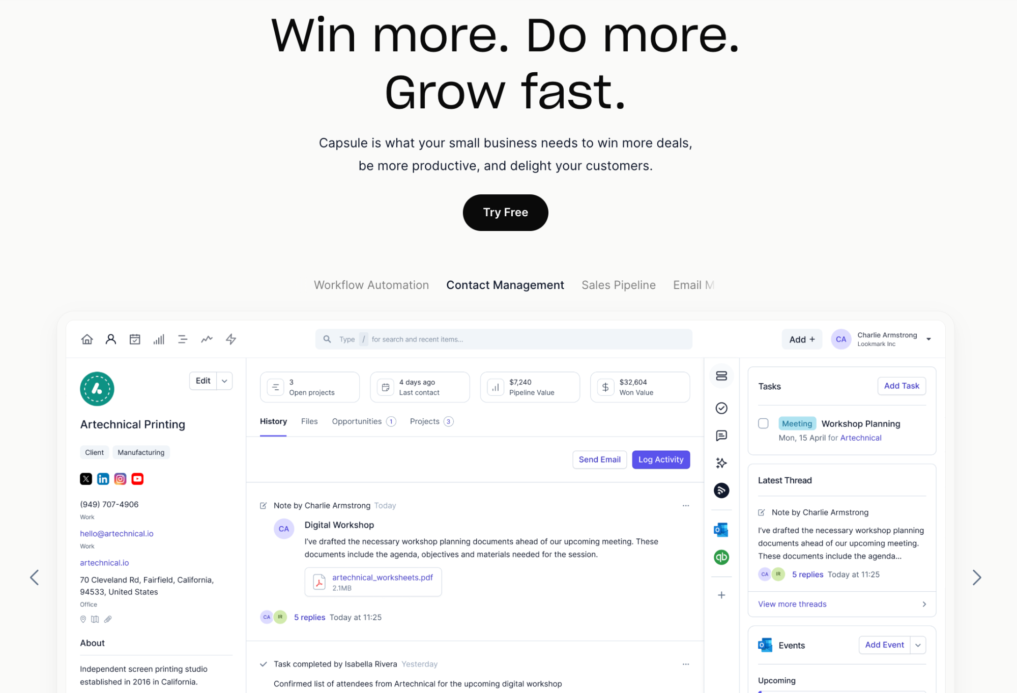 win more do more grow fast capsule is what your small business needs to win more deals be more productive and delight your customers