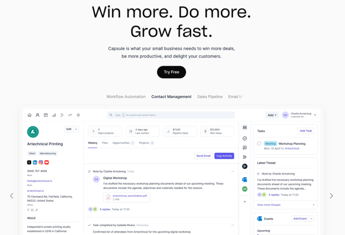 win more do more grow fast capsule is what your small business needs to win more deals be more productive and delight your customers