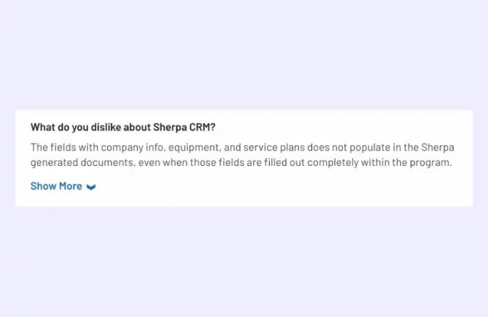 Sherpa CRM reviews
