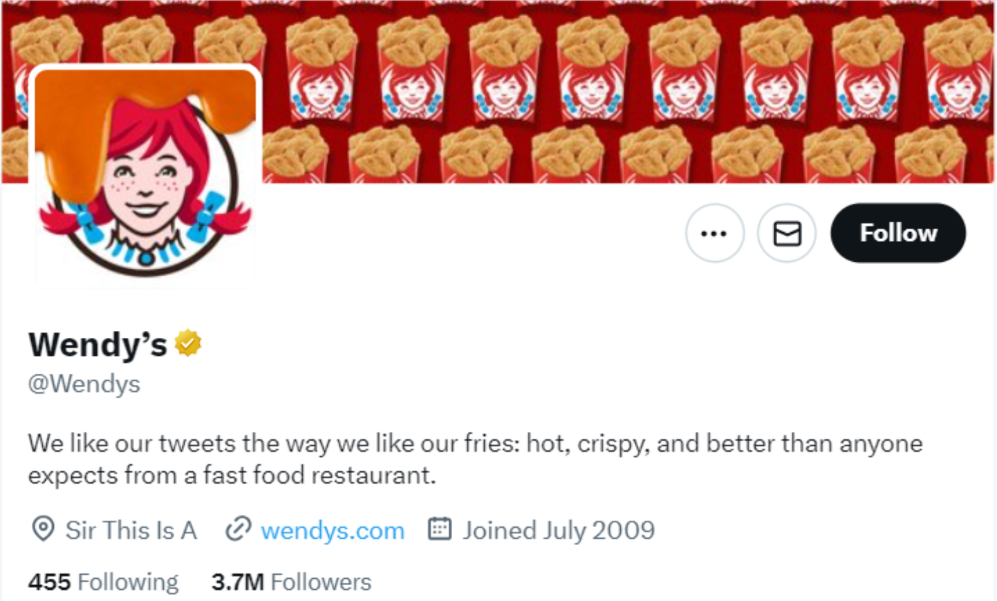 la cuenta de Twitter de Wendy's