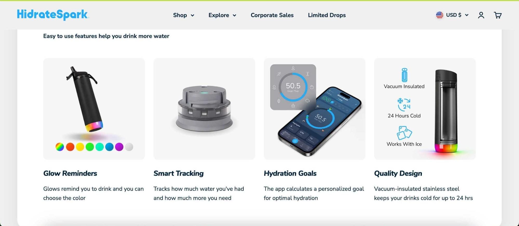 Hydratespark's smart water bottle.