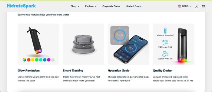 Hydratespark's smart water bottle.
