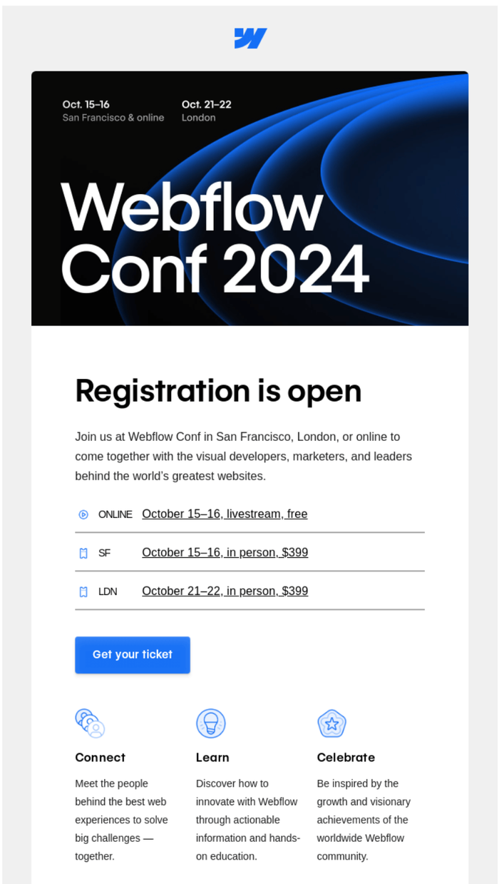 webflow conference email