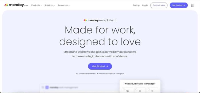 Monday homepage