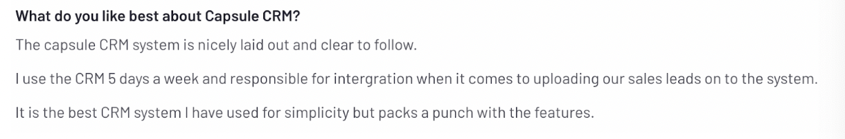 Quote: It is the best CRM System I have used 