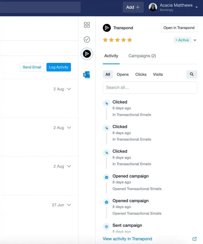 a screenshot of a dashboard showing the activity of a campaign .