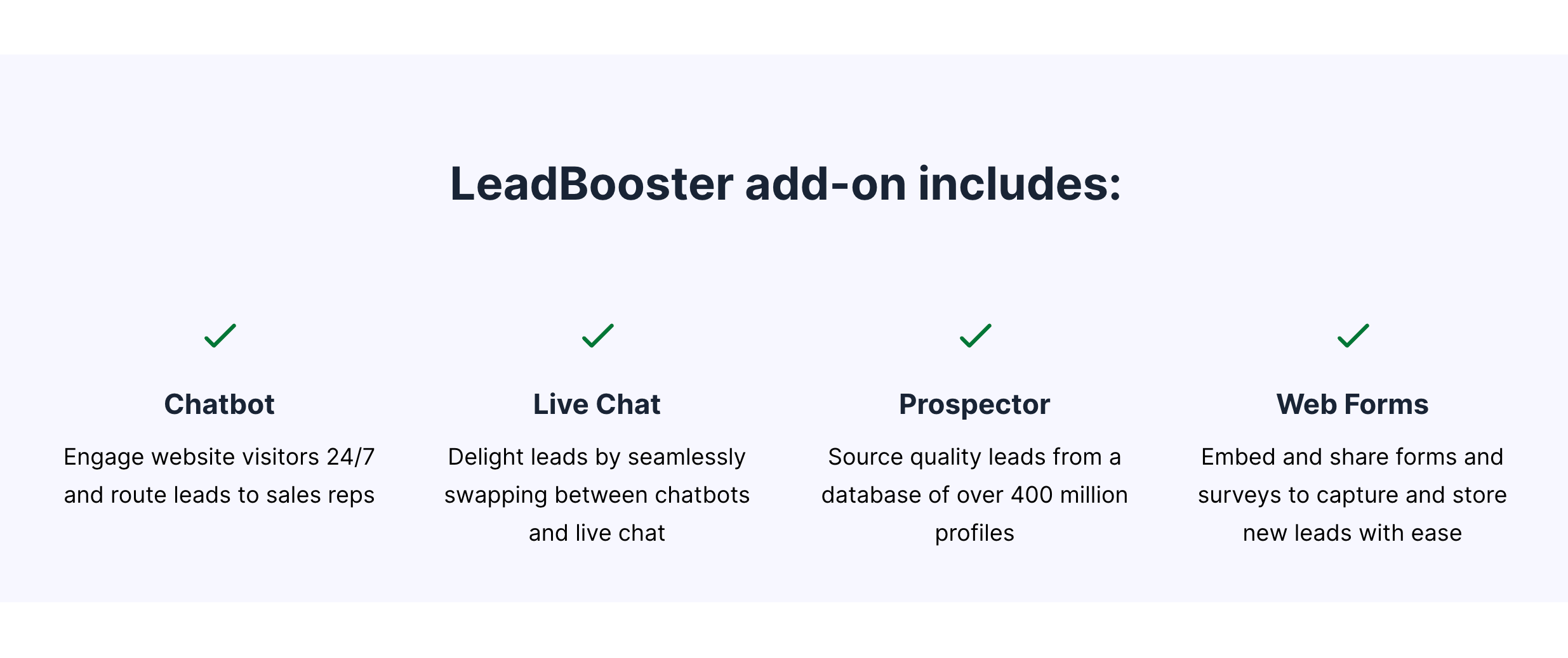 Screenshot shows the unnecessary add-ons in the leadbooster package