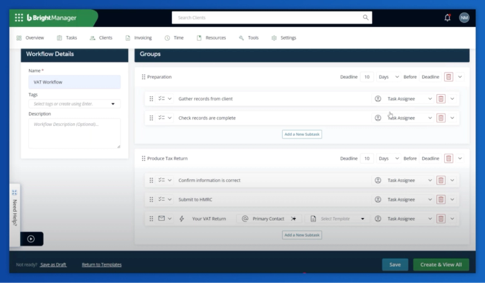 a screenshot of the bright manager workflow details page