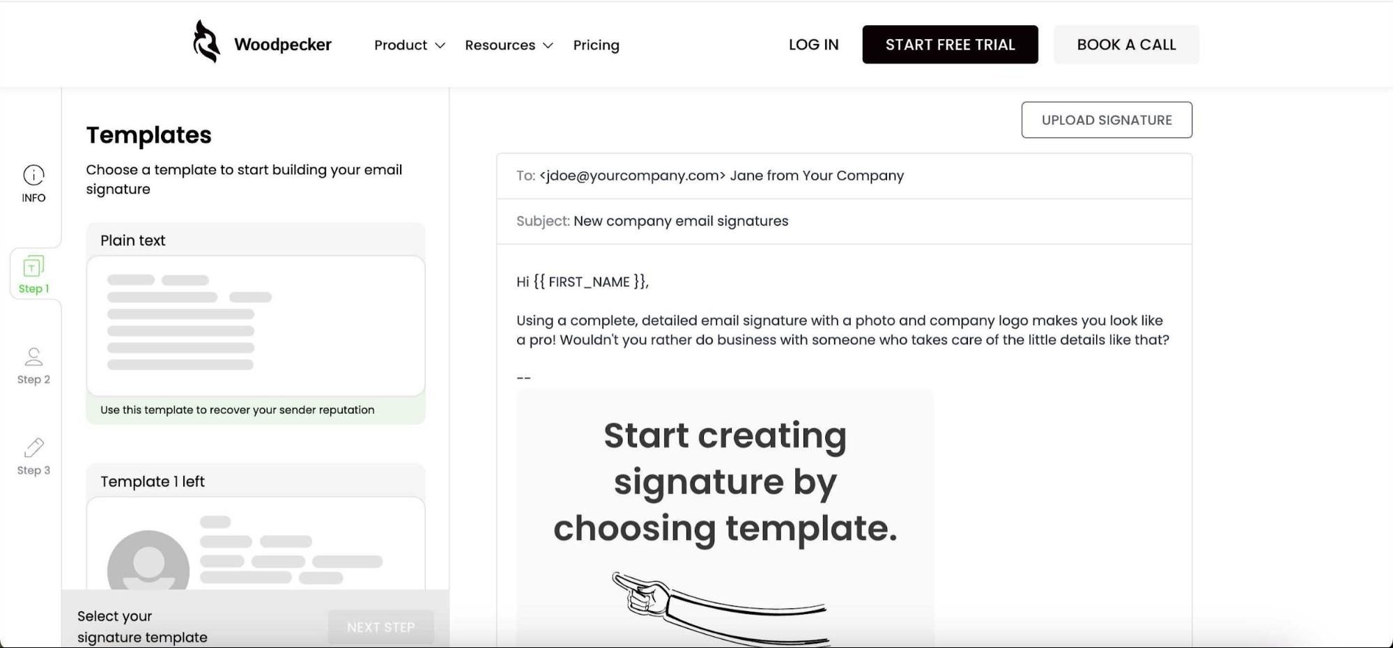 a screenshot of a website that allows you to create a signature by choosing a template .
