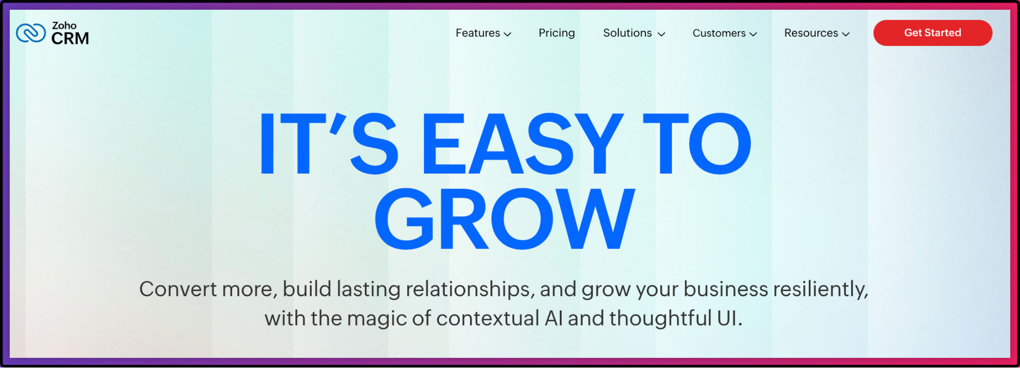 Zoho CRM website.