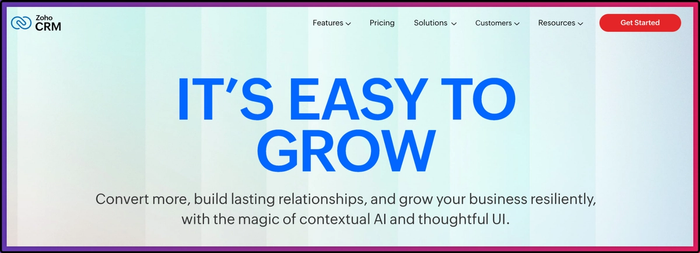 Zoho CRM website.