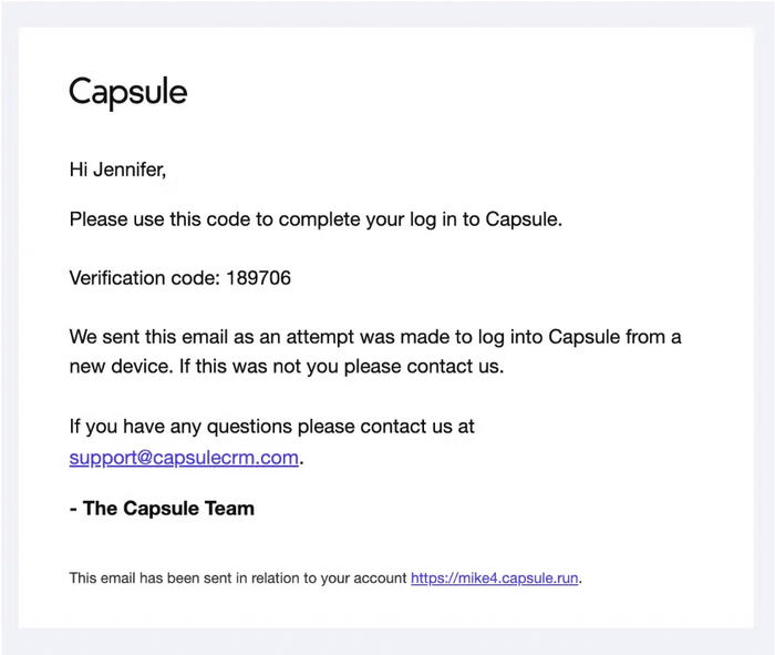 a screenshot of an email from the capsule team