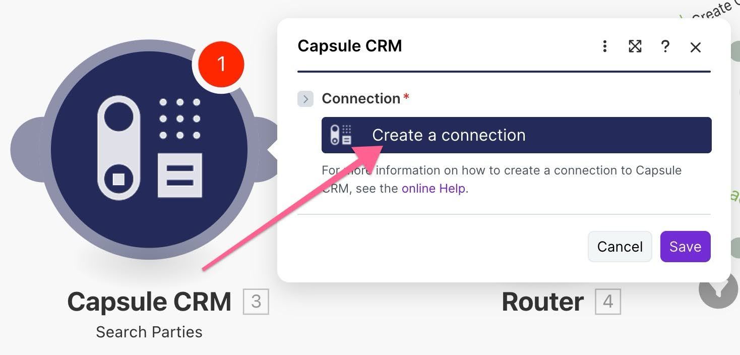 create a connection field highlighted in mailerlite scenario