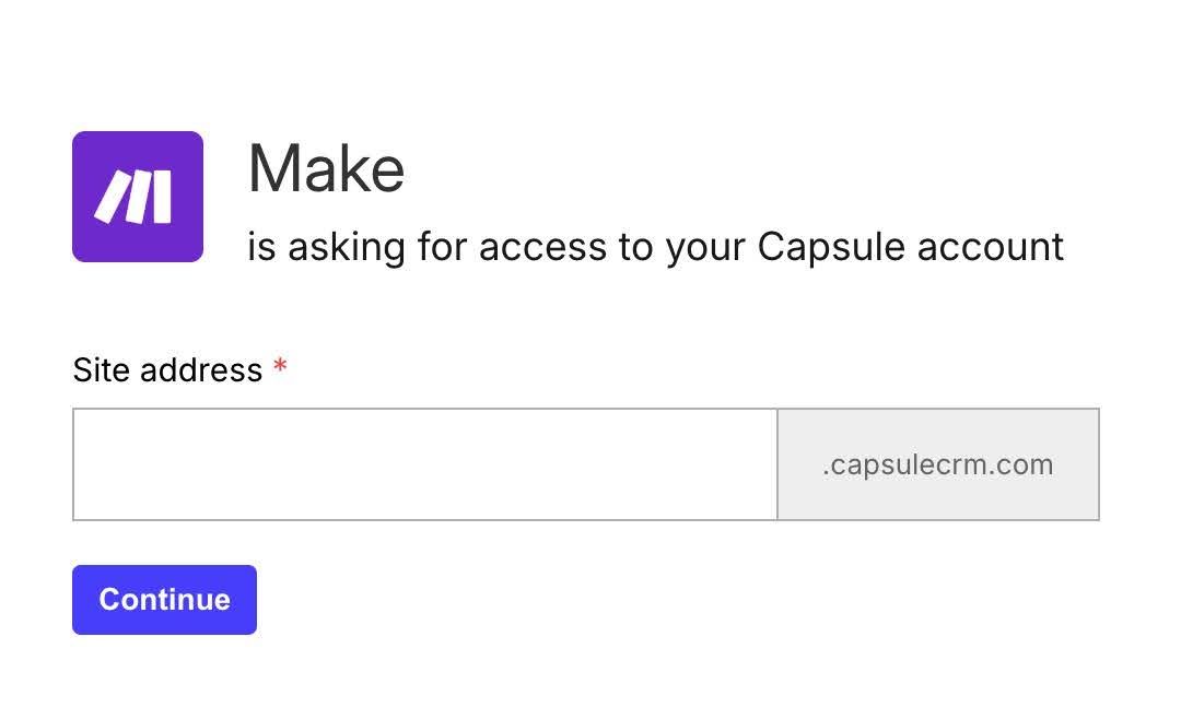 allow access from make to capsule account