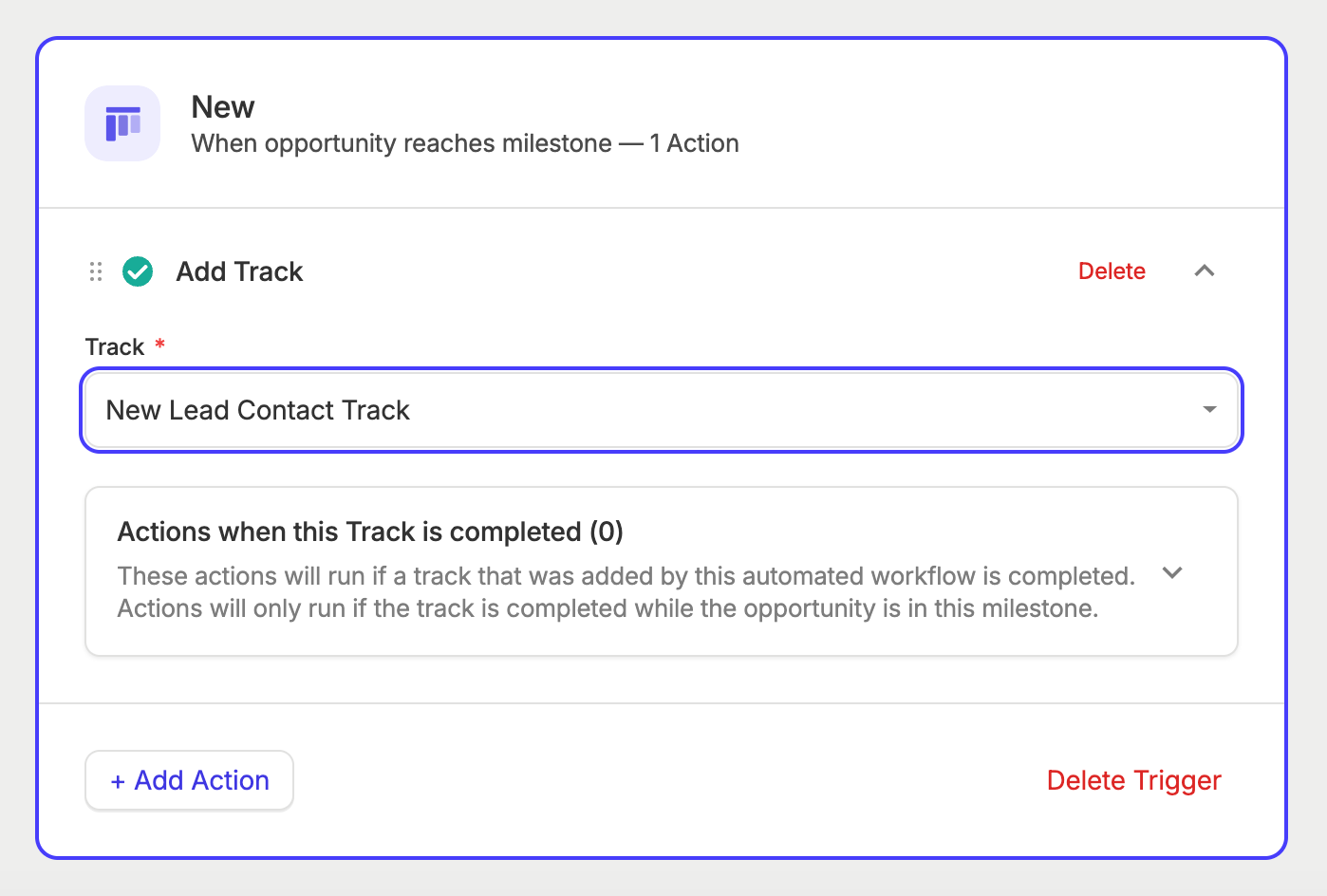 a screenshot shows a step in a Capsule workflow automation and how to connect to a relevant track