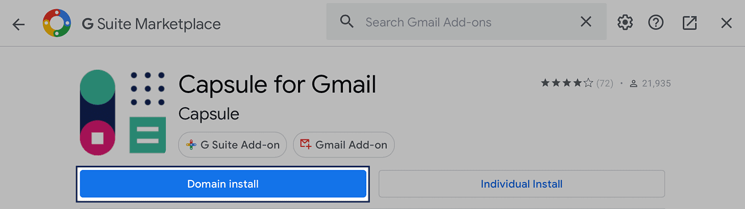 Install button for Capsule