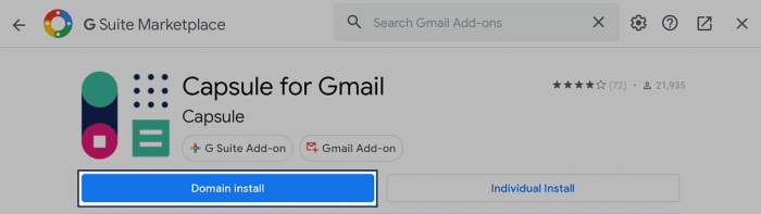 Install button for Capsule