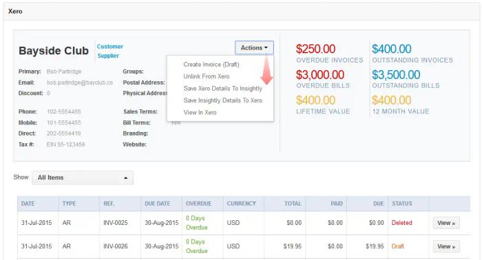 Insightly Xero integration