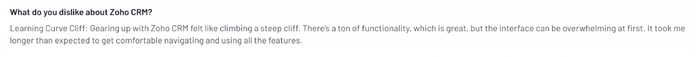 Zoho is has a steep learning curve says one customer